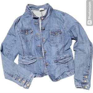 Lee Jean Jacket‎ Blue Denim Cotton Spandex Tapered Lightweight M